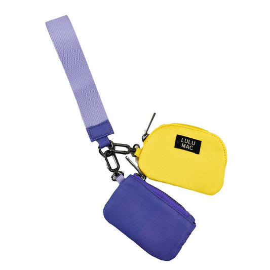 Lulu Mac Double Pouch Wristlets Purple/Yellow