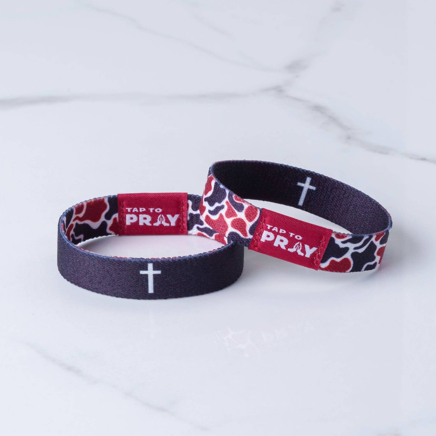 Tap To Pray™ Wristbands - Team Camo - Maroon & Black: Large