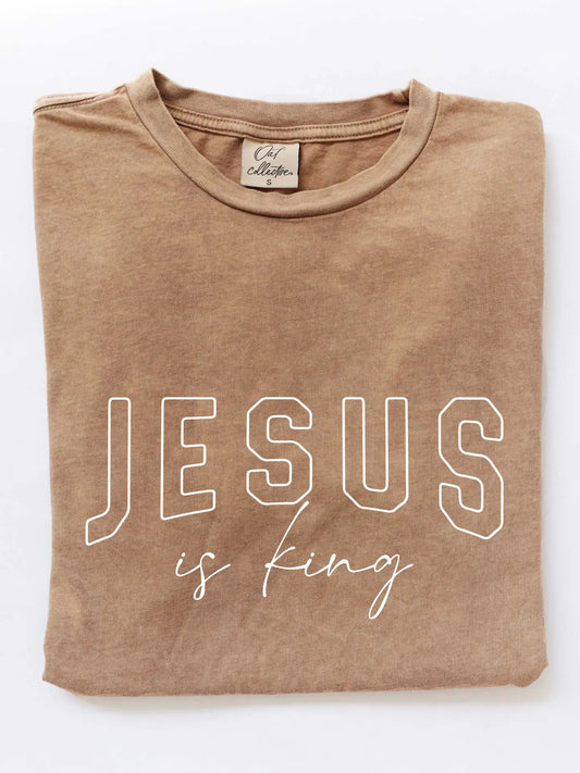 JESUS IS KING Mineral Washed Graphic Top | TOAST