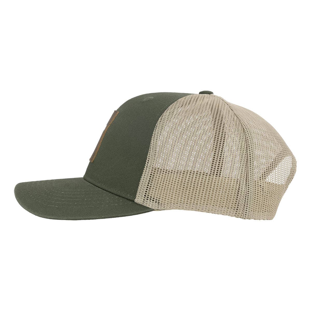 Kerusso Mens Cap Leather Cross Olive