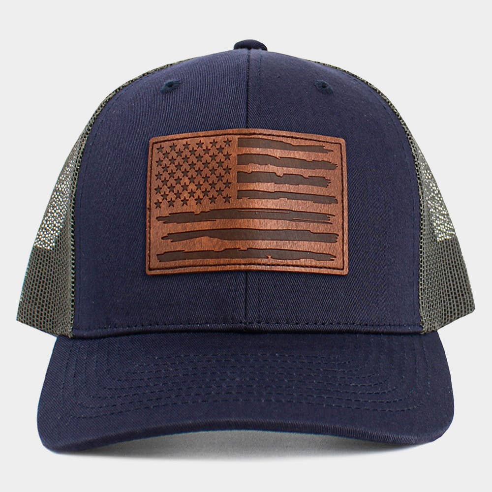 American USA Flag Patch Pointed Mesh Back Trucker Hat