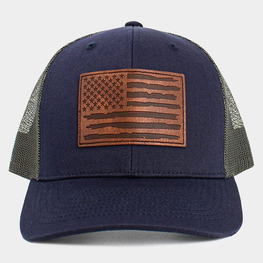 American USA Flag Patch Pointed Mesh Back Trucker Hat