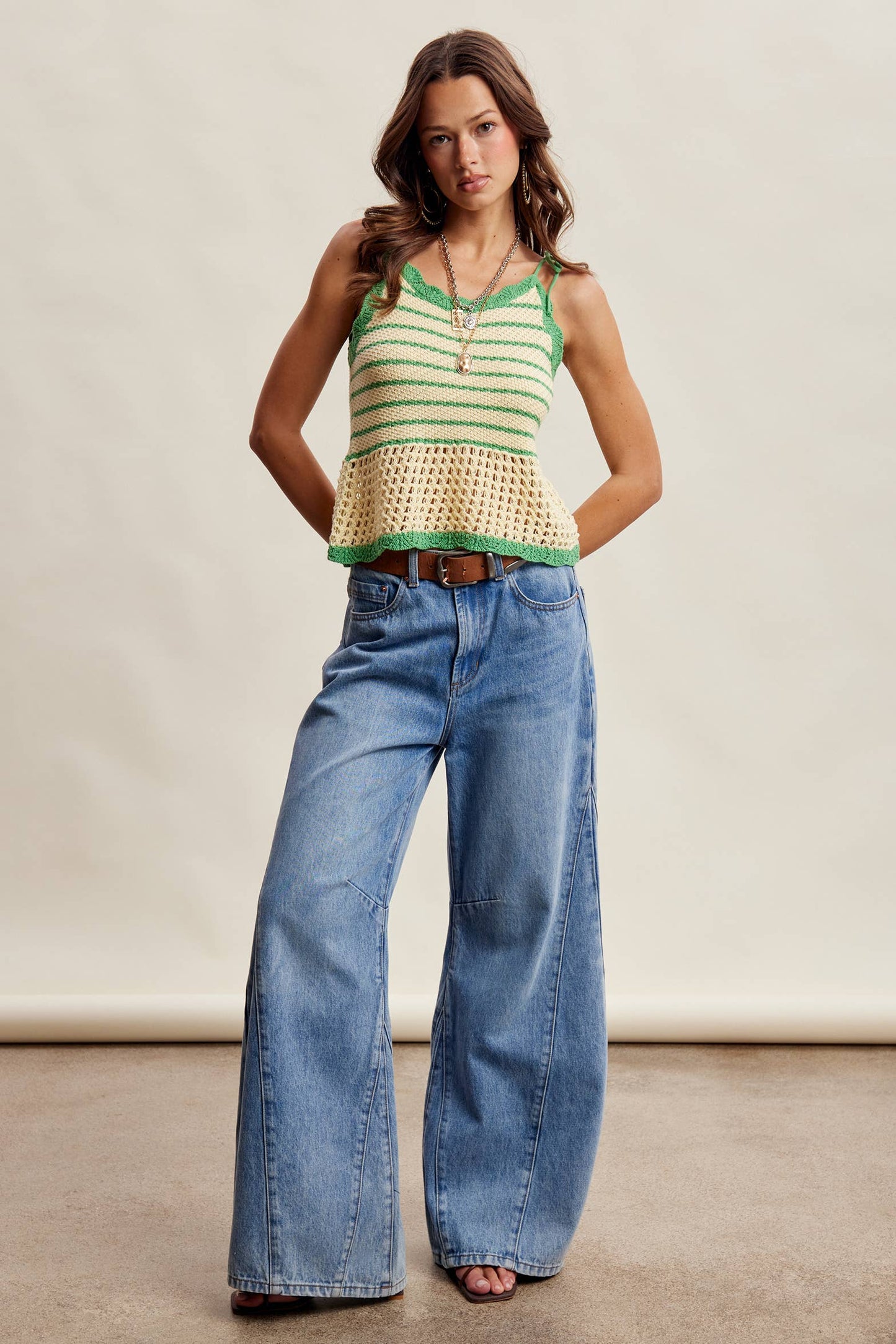 Striped Crochet Knit Tank