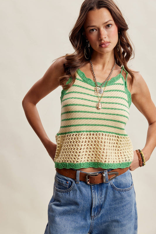 Striped Crochet Knit Tank