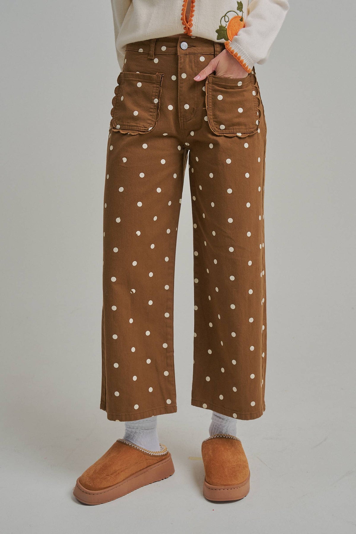 WIDE LEG POLKA DOT PANTS