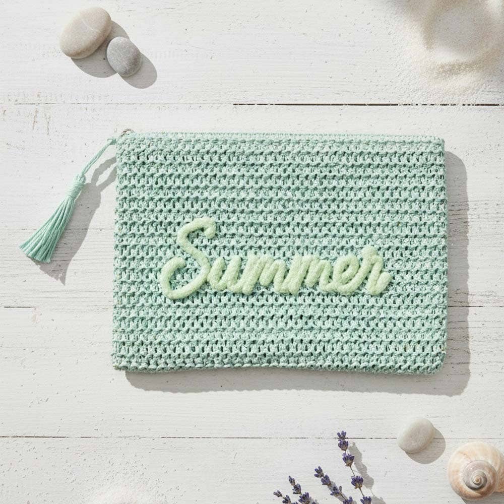 SUMMER Embroidery Woven Straw Pouch Bag