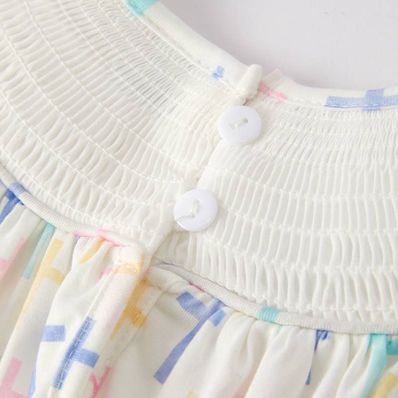 Toddler Girls Easter Cross Smocking Embroidery Dress