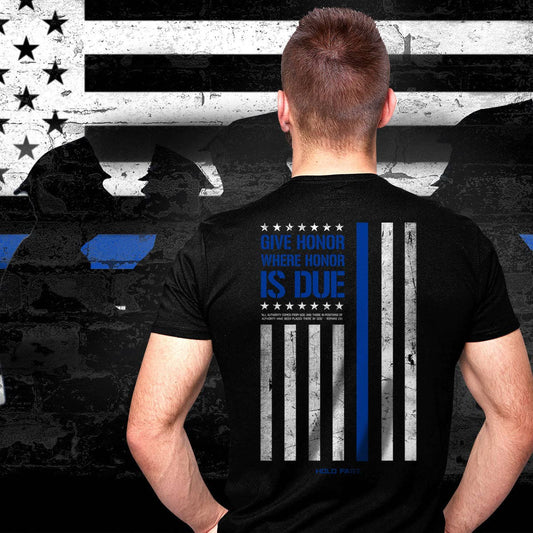 HOLD FAST Mens T-Shirt Police Flag: Black