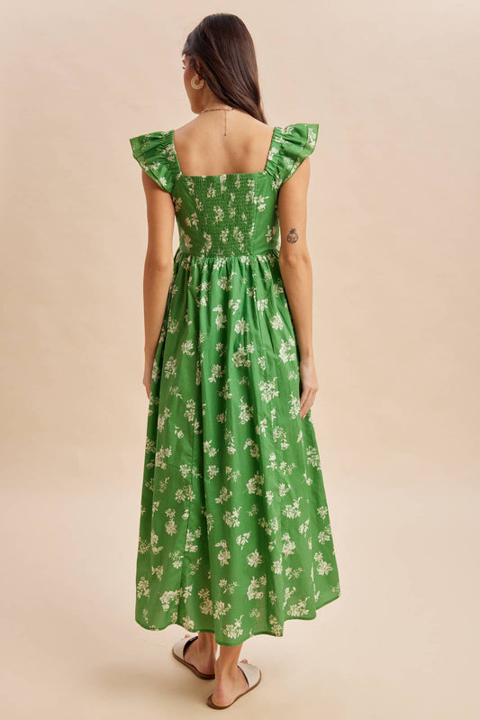 COTTON FLORAL MAXI DRESS