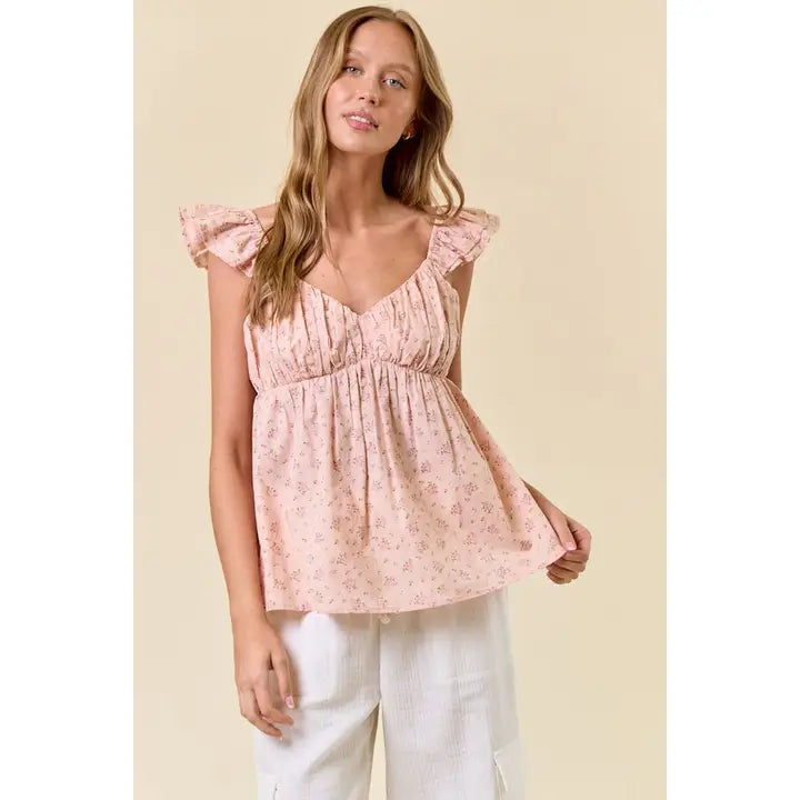 Sweetheart Neckline Ruffled Strap Babydoll Top