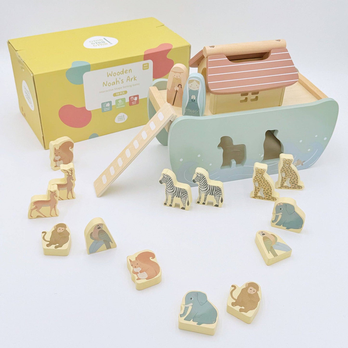 Noah’s Ark Shape Sorter – Wooden Animal Toy Ages 2+