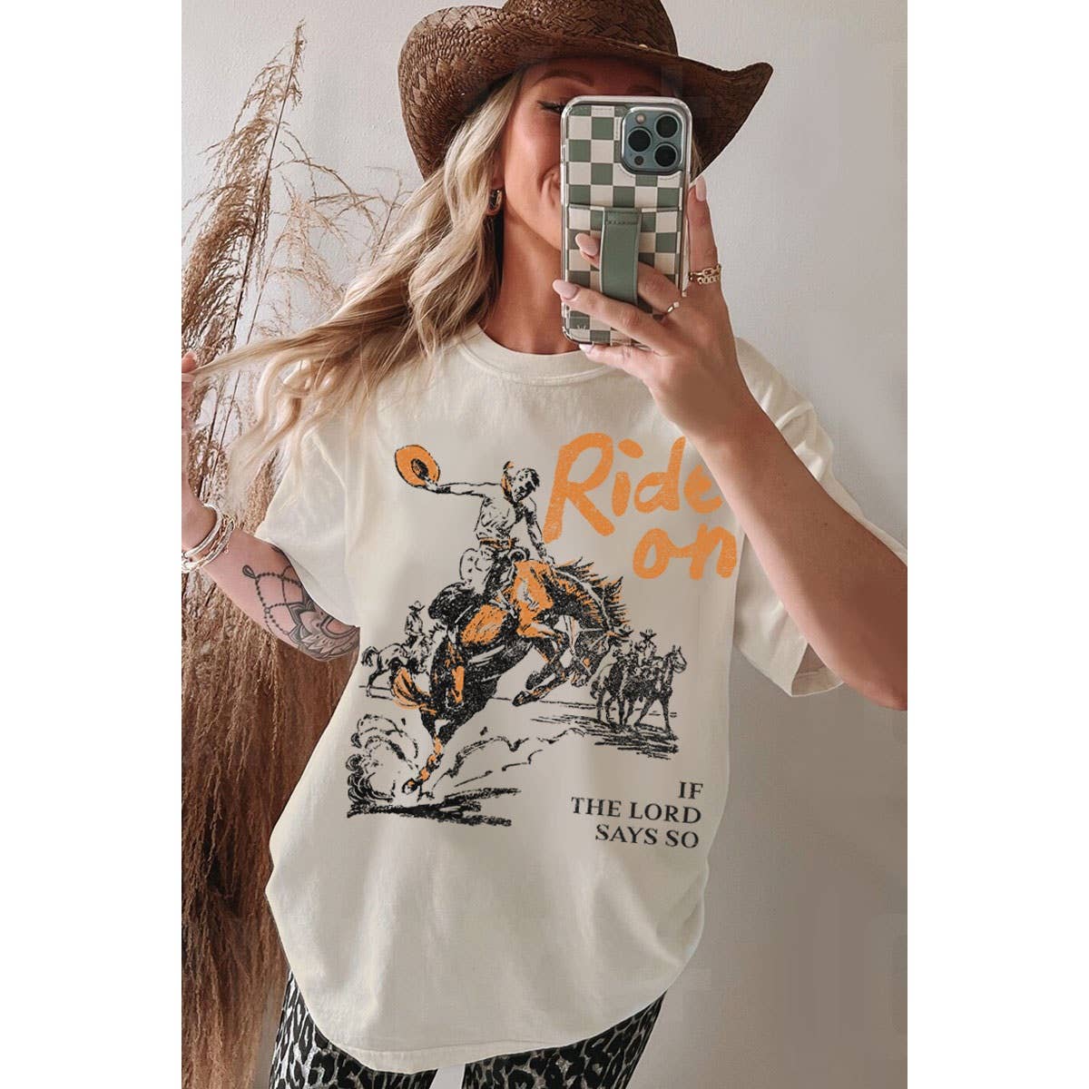 RIDE ON IF THE LORD SAYS SO MINERAL GRAPHIC TEE: Mineral Oatmeal