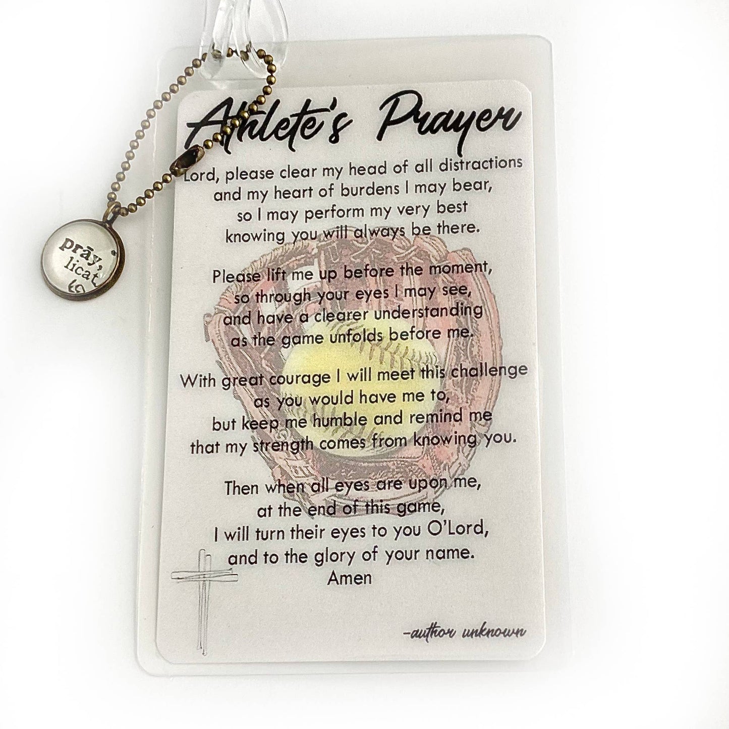 Sports Prayer Bag Tag / Bookmark / Prayer Card with Charm : Softball