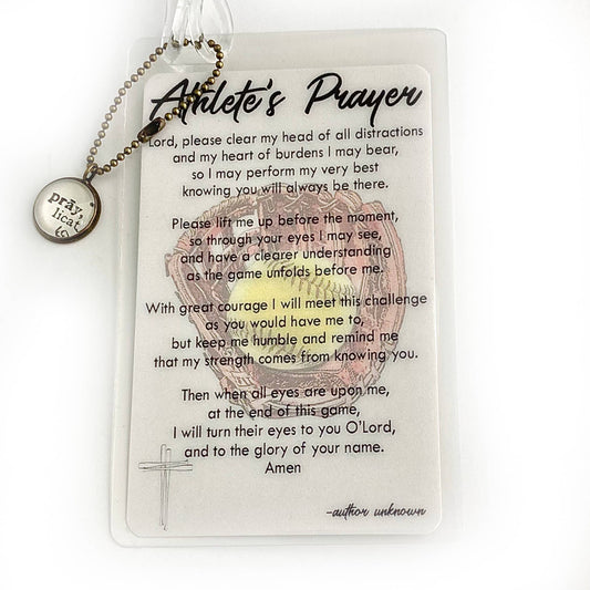 Sports Prayer Bag Tag / Bookmark / Prayer Card with Charm : Softball