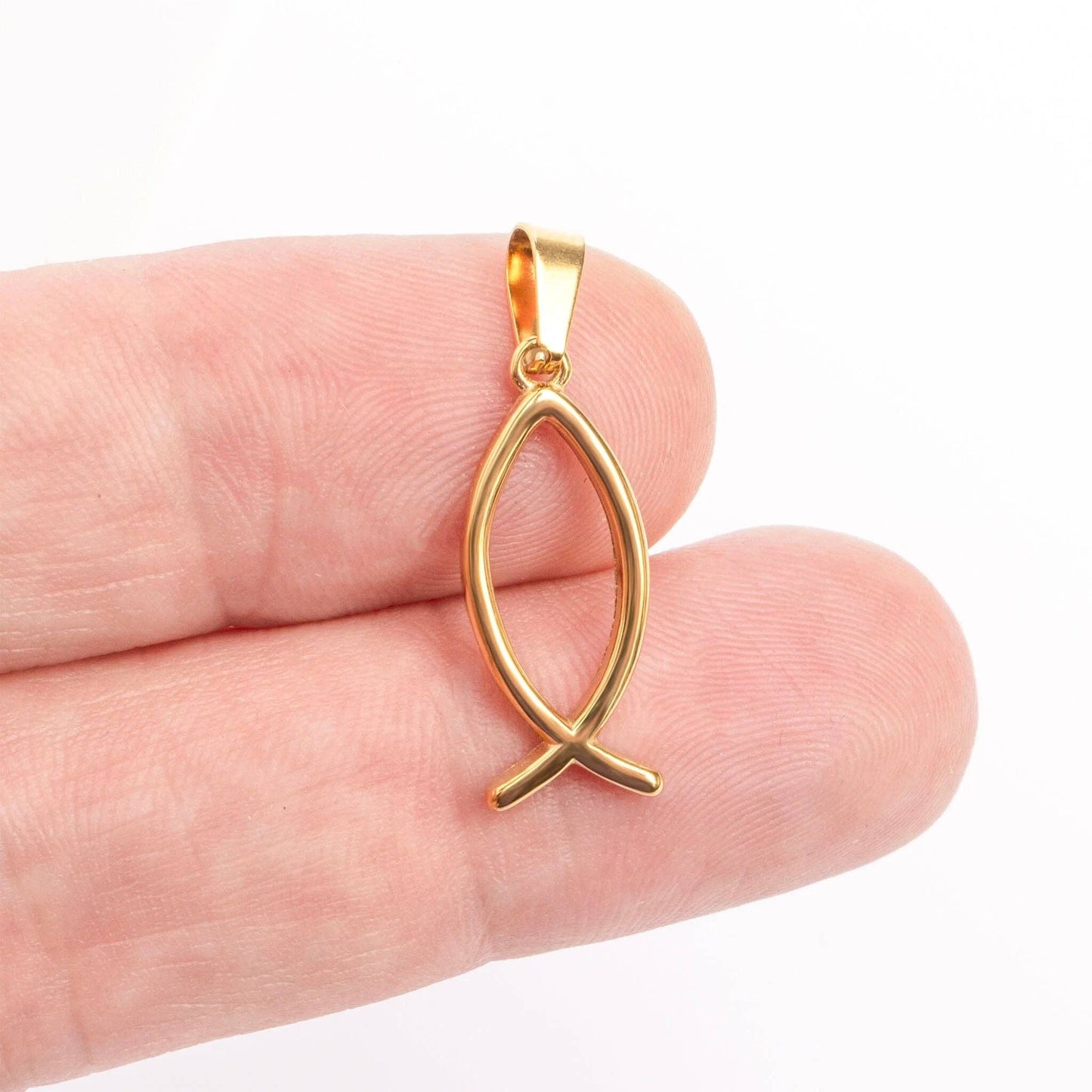 18K Gold PVD Stainless Steel Religious Fish Charm