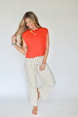 Mini Polka Dot Stretchy Ivory Denim