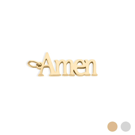 18K Gold PVD Stainless Steel Amen Word Charm