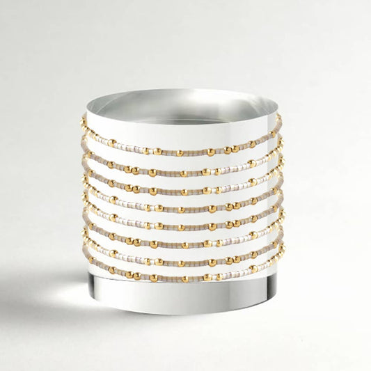 Confetti Beaded Bangle-Smoky Quartz, Stacking Bracelets