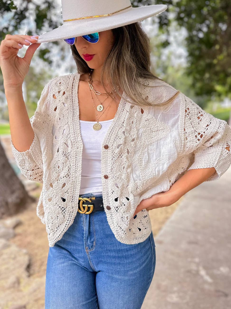 Ivory Crochet Lace Cardigan - One Size