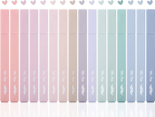 Aesthetic Highlighters, 16 pcs, Chisel Tip, Morandi