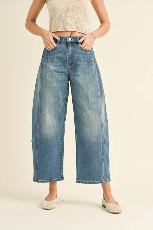 LOOSE FIT BARREL DENIM PANTS