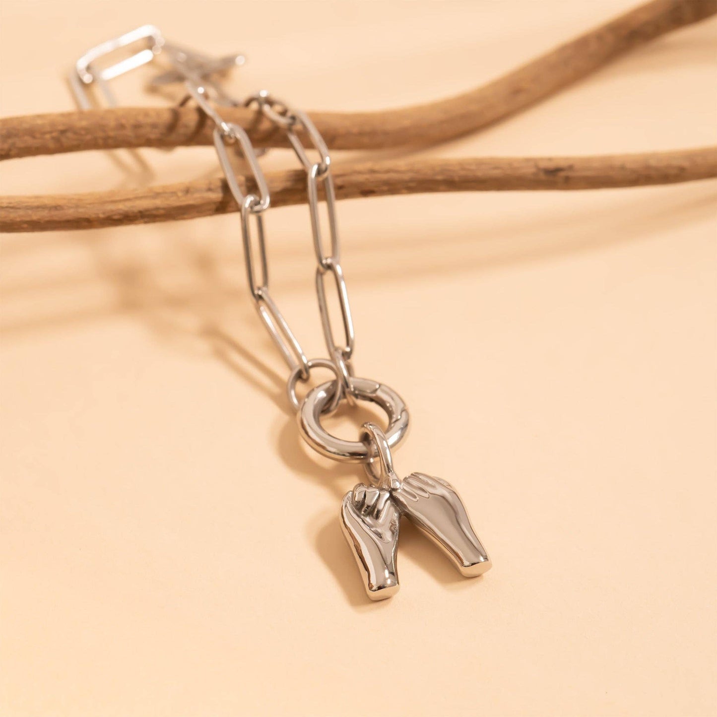 18K Gold PVD Stainless Steel Pinky Promise Charm