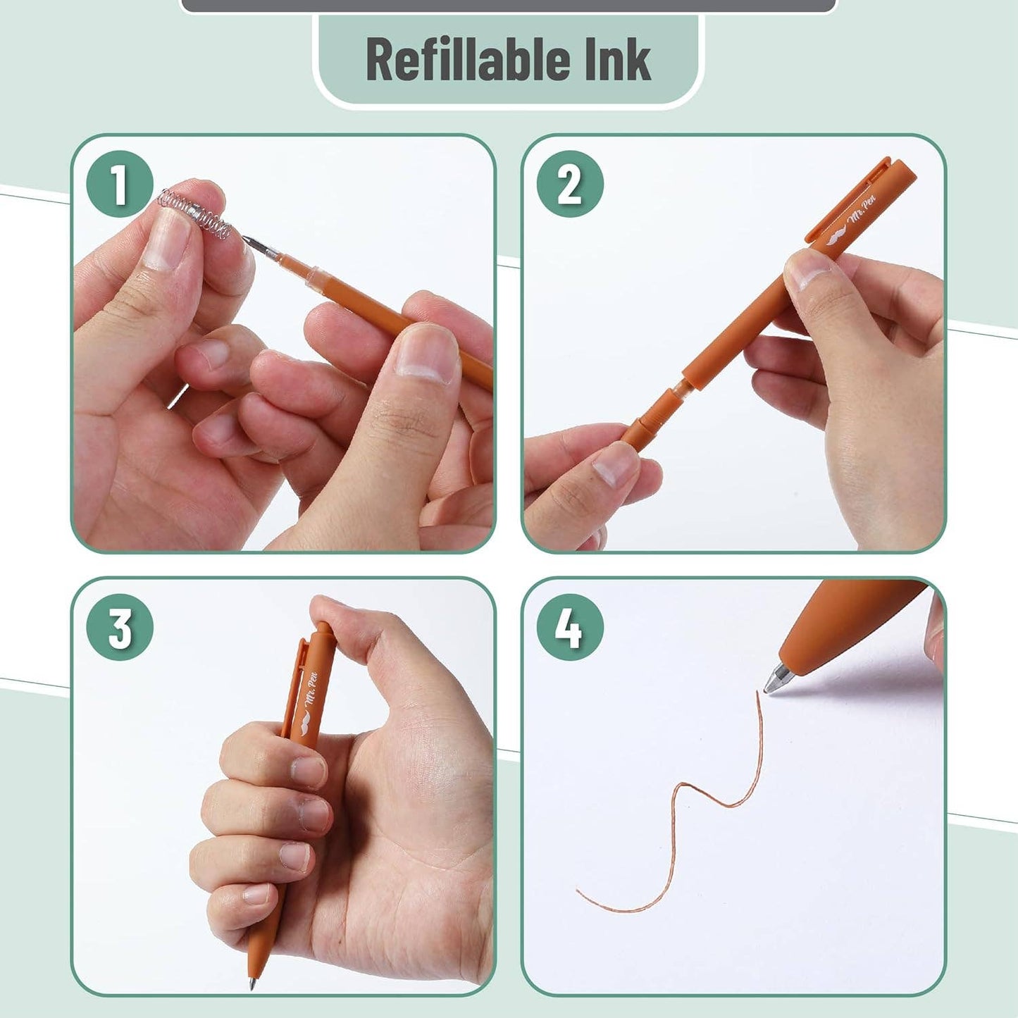 Retractable Gel Pens, 12 Pack, Assorted Colors, Fast Dry,