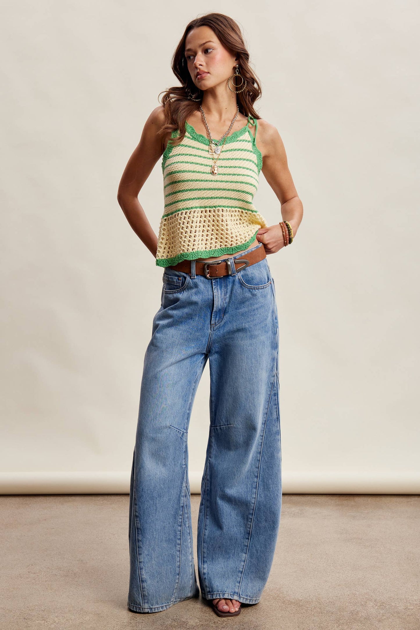 Striped Crochet Knit Tank