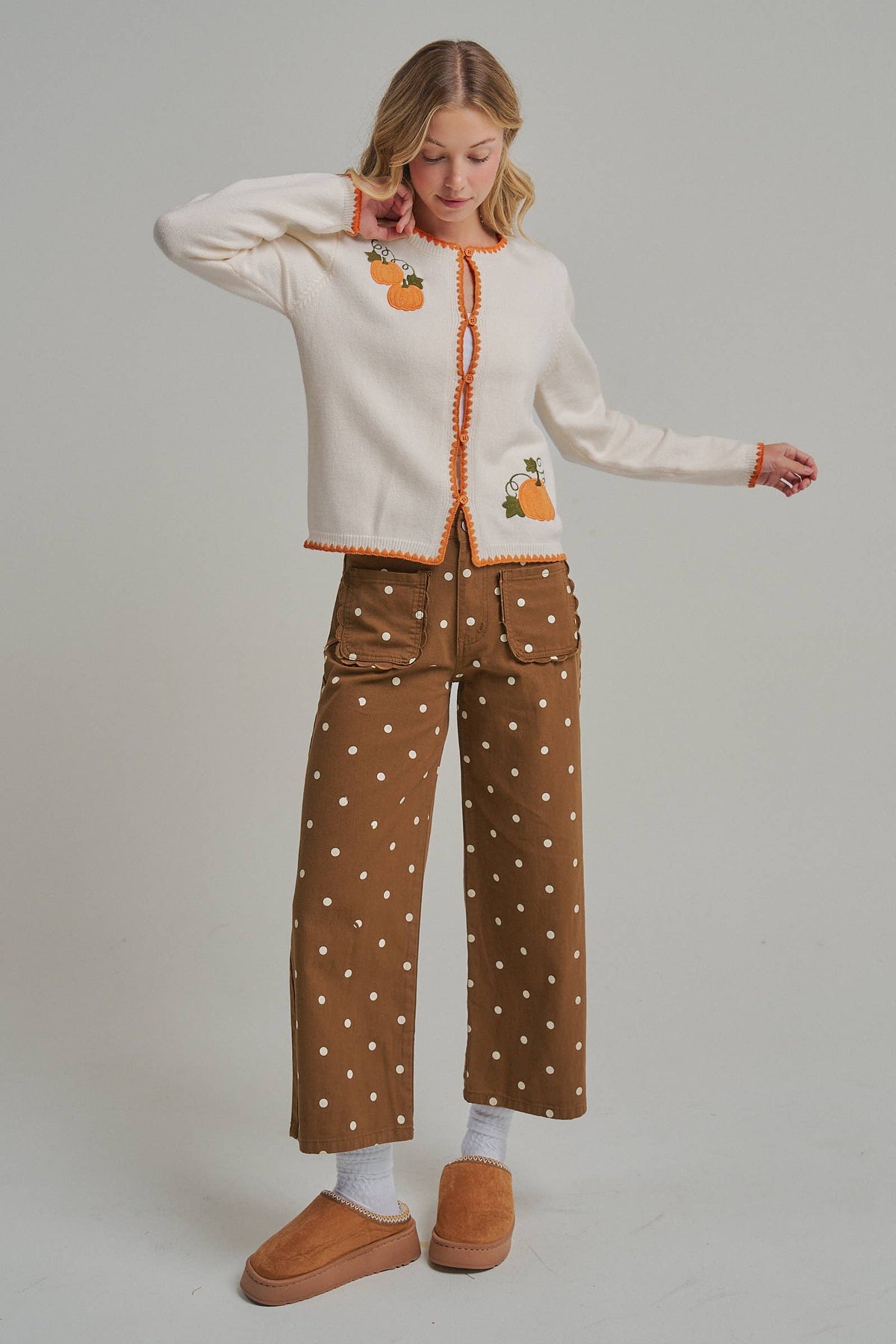 WIDE LEG POLKA DOT PANTS