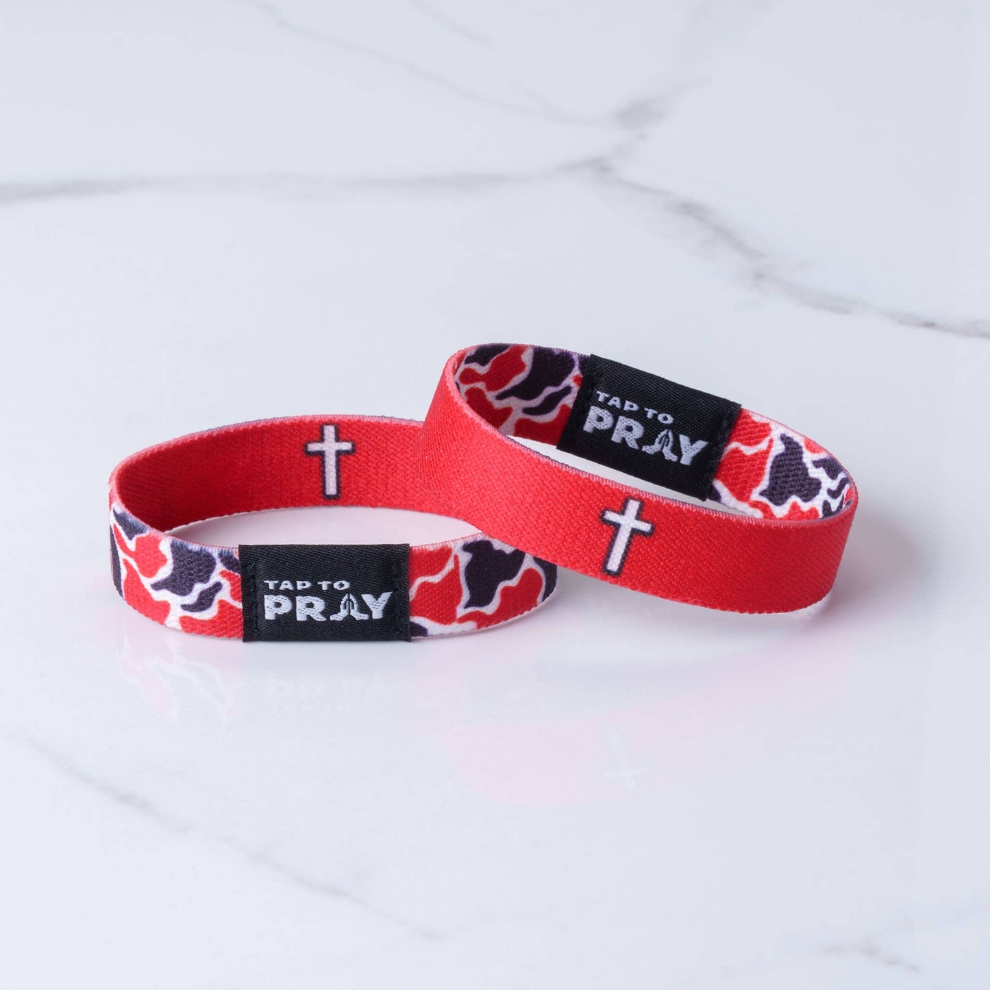 Tap To Pray™ Wristbands - Team Camo - Red & Black: Large
