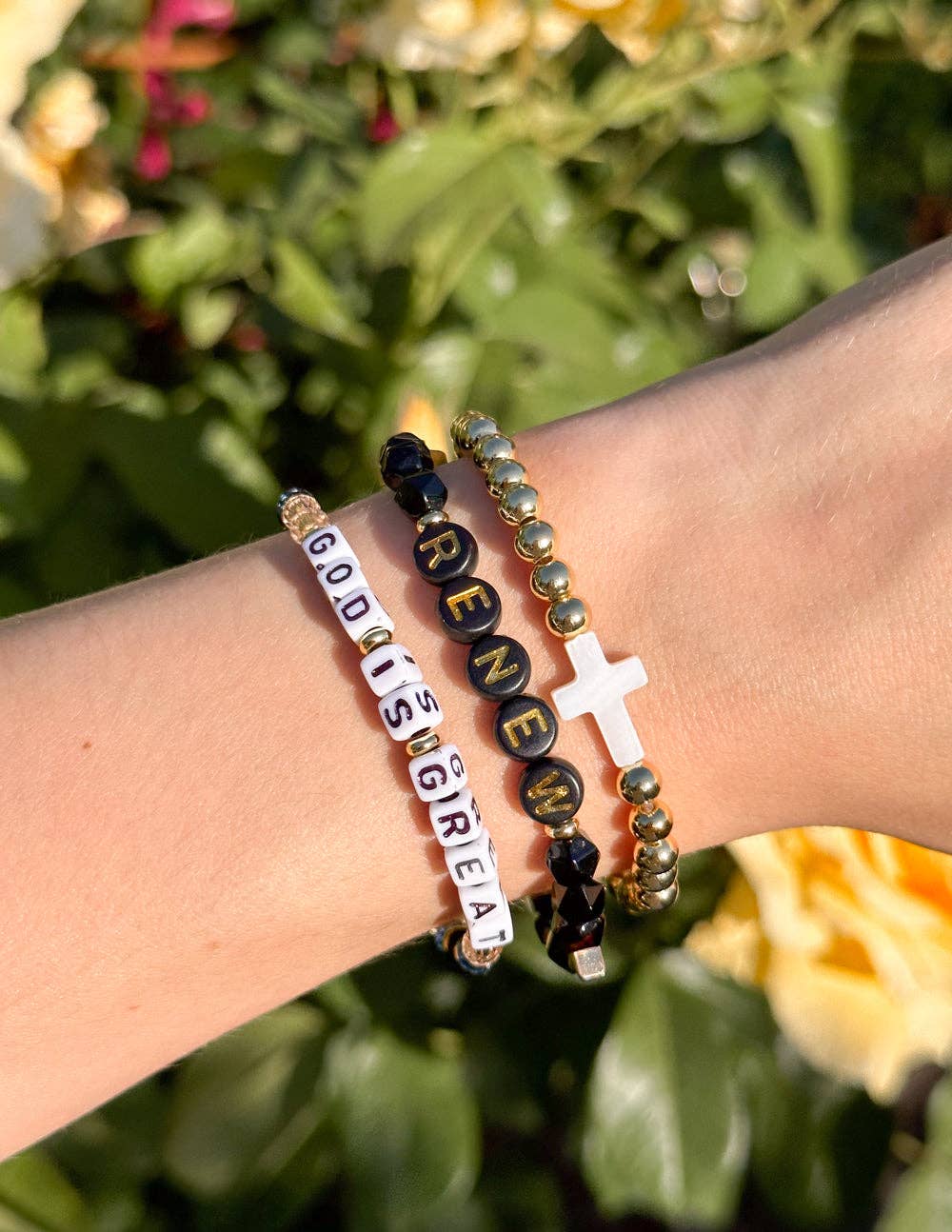 Gold Cross Bracelet: Large