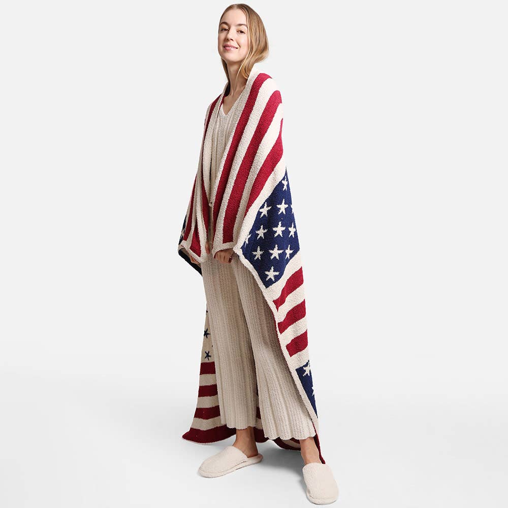 Reversible American USA Flag Throw Blanket
