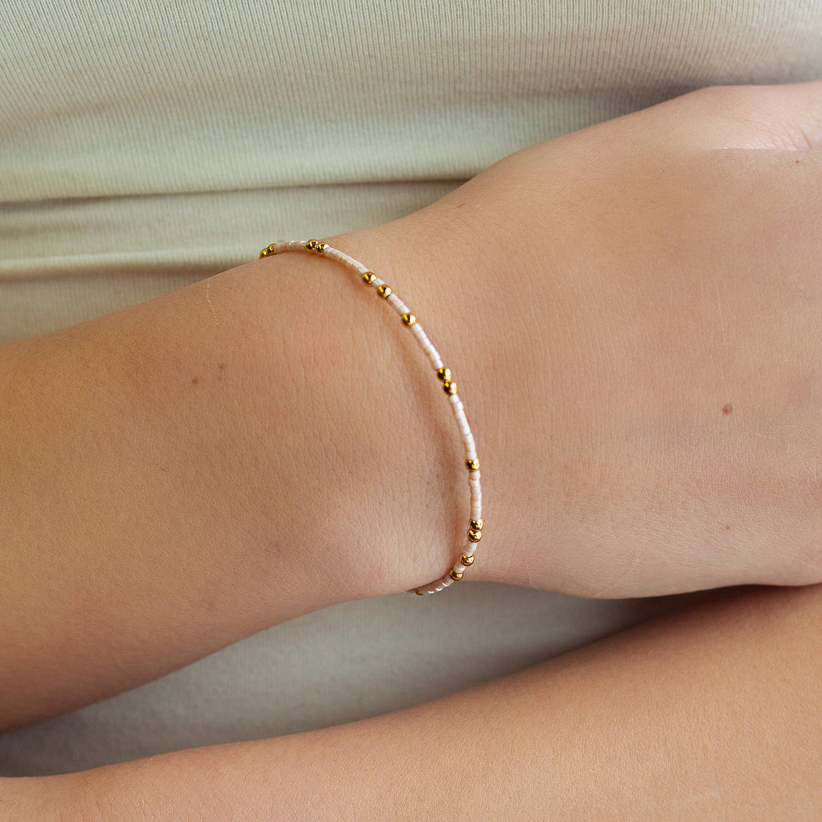 Confetti Beaded Bangle-Champagne, Adjustable  Bracelets