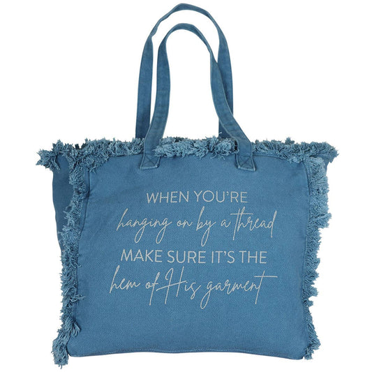 Grace & truth Tote Bag Hem Of His Garment: Blue
