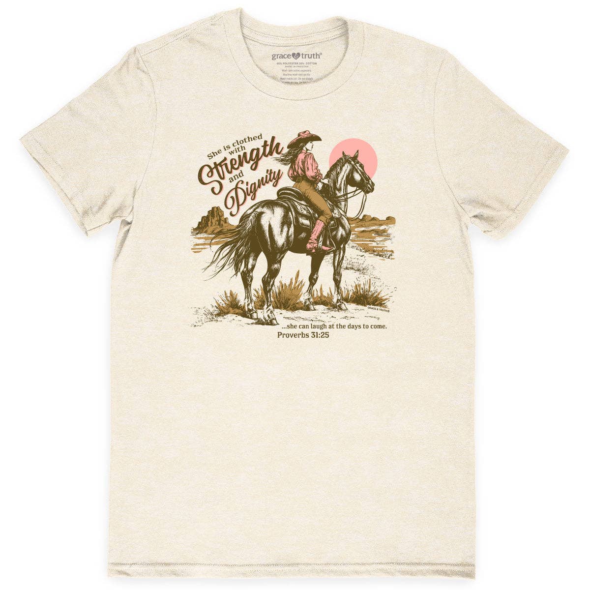 Grace & truth Women's T-Shirt Cowgirl Strength: Sweet Cream Heather