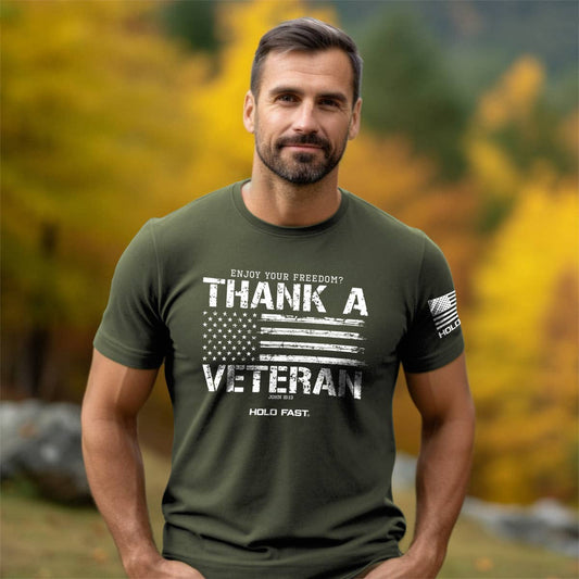 HOLD FAST Men's T-Shirt Thank A Veteran: Military Green