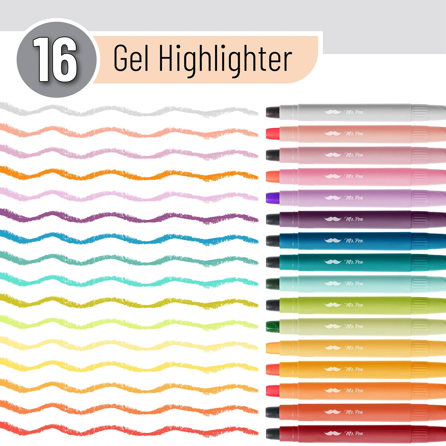 Mr Pen Gel Bible Highlighters 16 Pack Assorted Colors