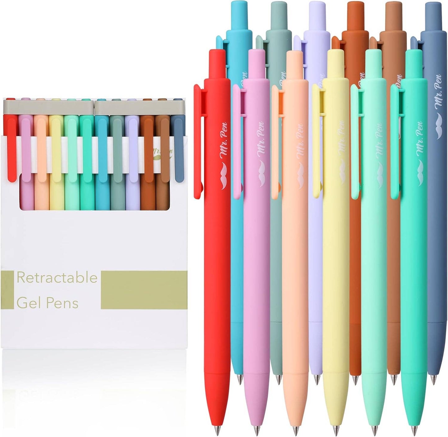 Retractable Gel Pens, 12 Pack, Assorted Colors, Fast Dry,