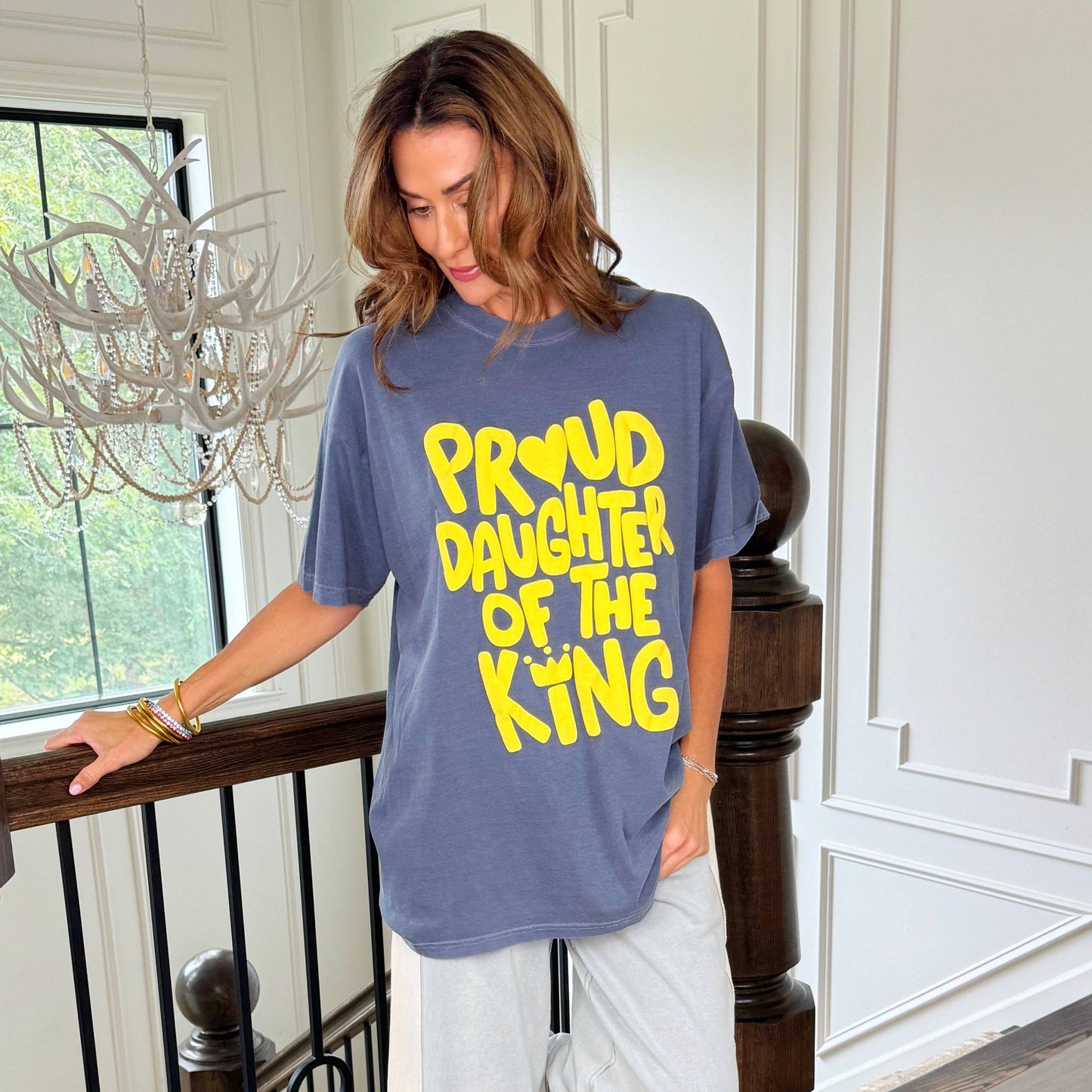 Proud Daughter Of The King Puff Tee: Pink