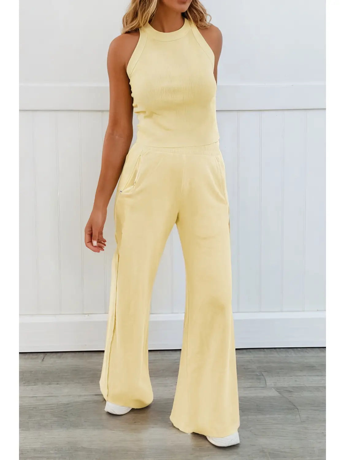 Ribbed Tank Top and Sweatpants Set
