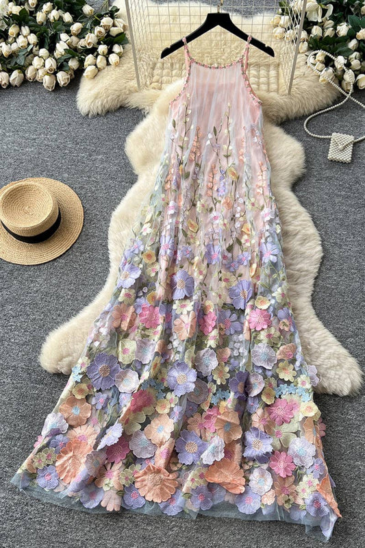 Floral Sleeveless Casual Maxi Dress