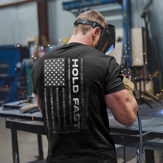 HOLD FAST Men's T-Shirt Rebar Flag: Black
