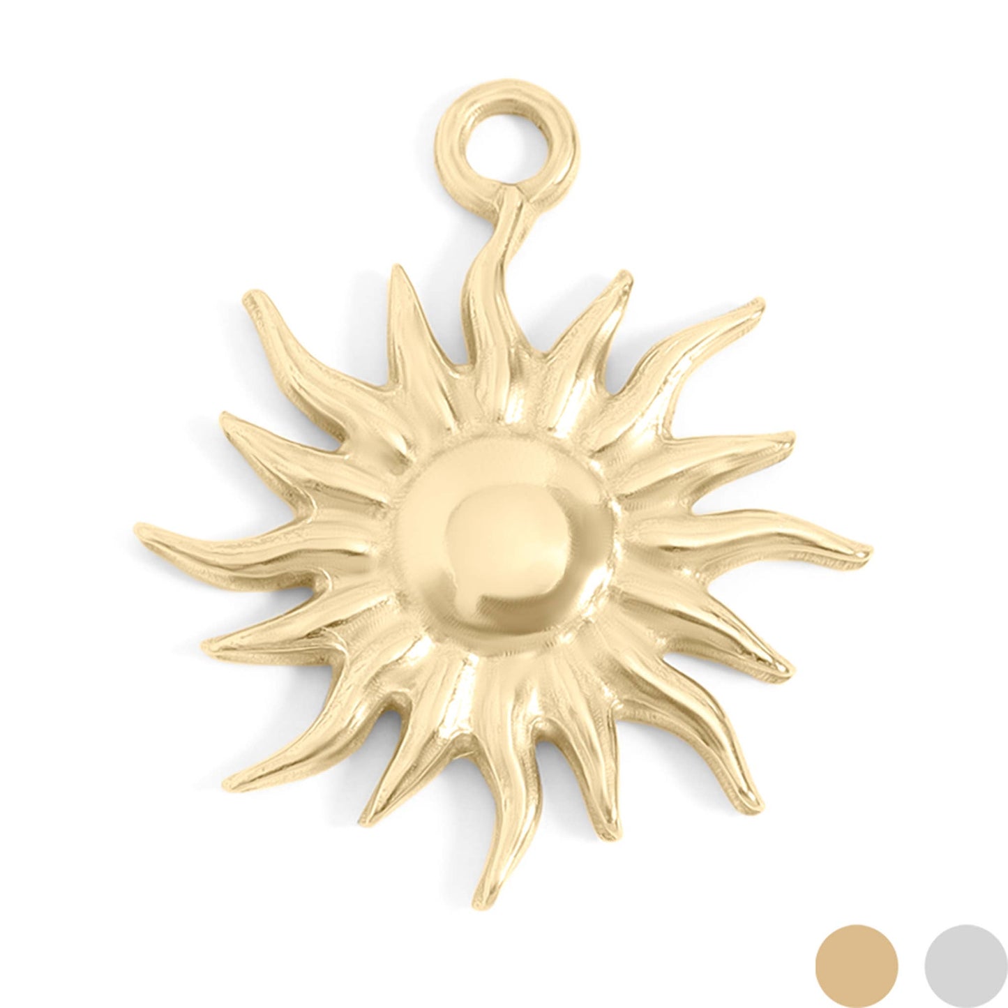 18K Gold Stainless Steel Mystic Sun Charm: Gold