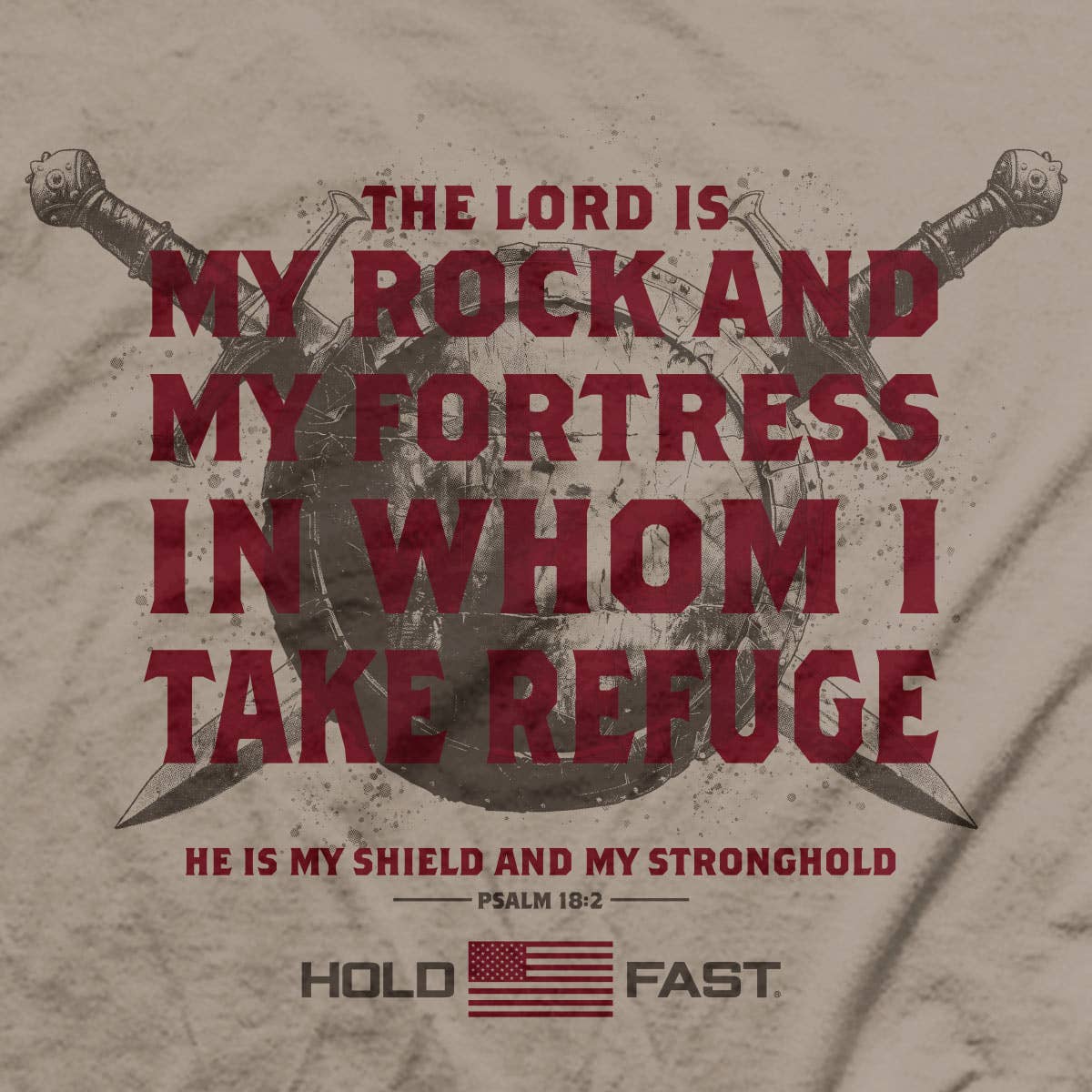HOLD FAST Mens T-Shirt Fortress Shield: Sand