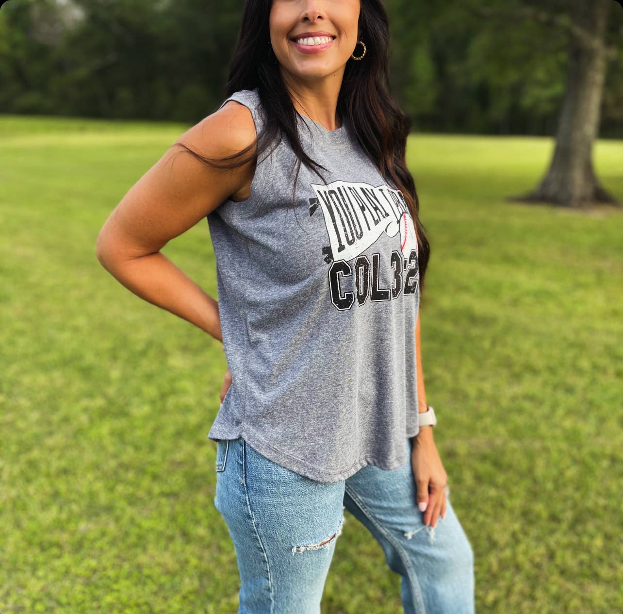 White Flag Baseball Tank | Baseball Mom