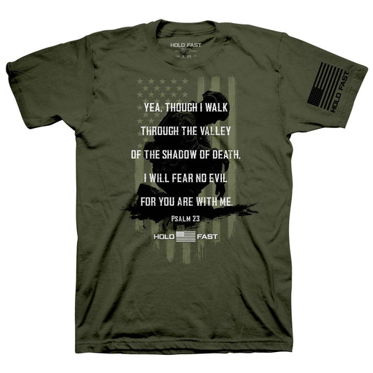 HOLD FAST Mens T-Shirt Psalm 23: Military Green