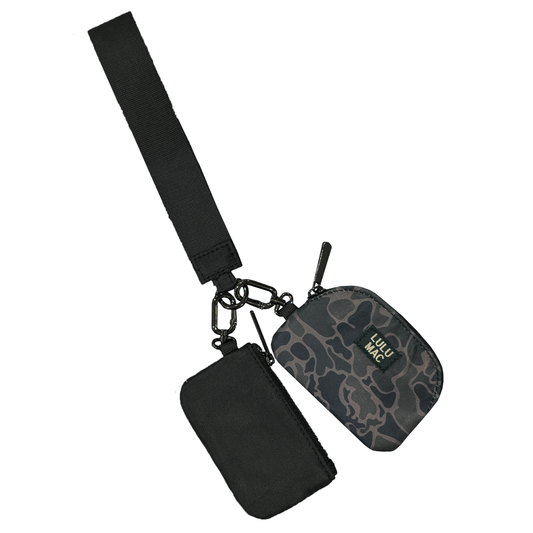 Lulu Mac Double Pouch Wristlets - Black Camo/Black