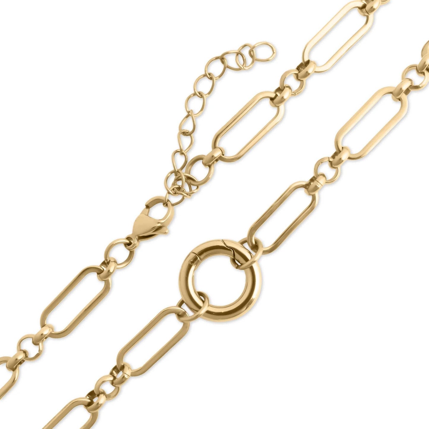 18K Gold PVD Stainless Steel Long Paperclip Charm Necklace
