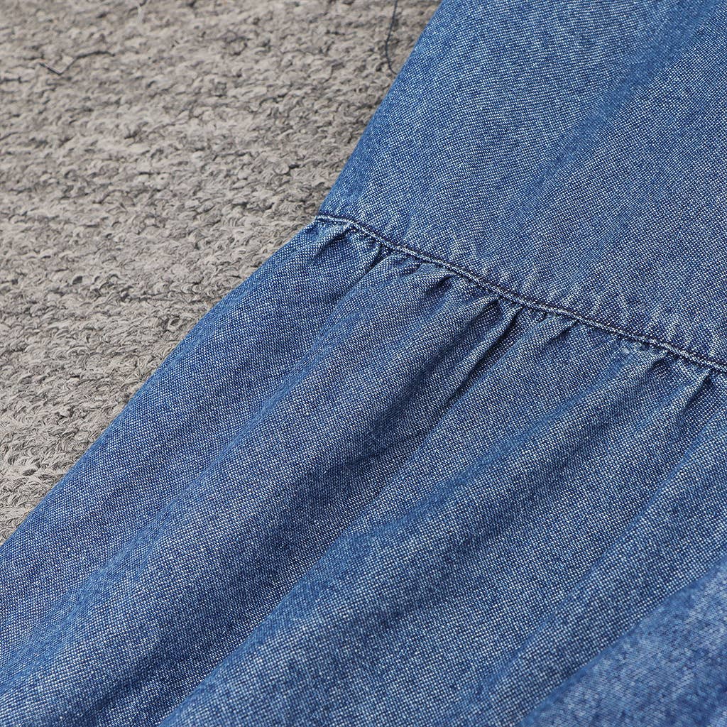 Women's Long Denim Dress with Button Front