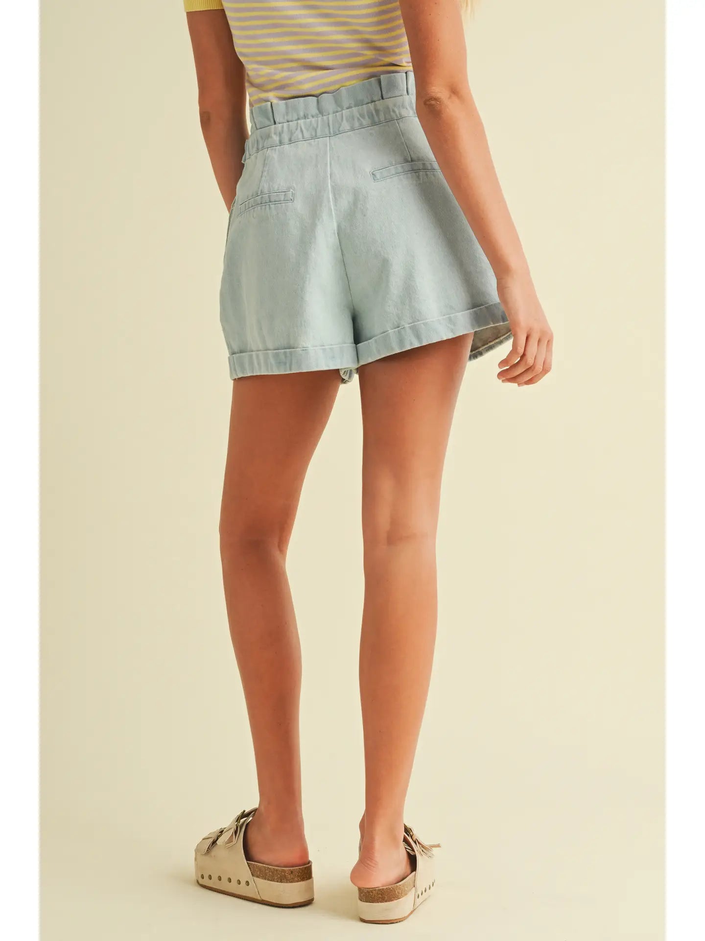 Pleated Denim Shorts | LT:DENIM